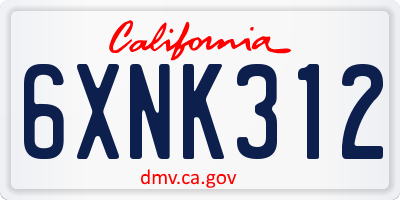 CA license plate 6XNK312