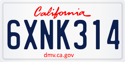 CA license plate 6XNK314