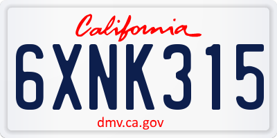 CA license plate 6XNK315