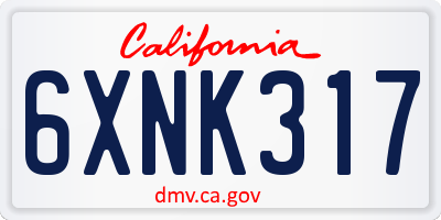 CA license plate 6XNK317