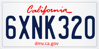 CA license plate 6XNK320