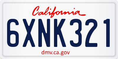 CA license plate 6XNK321