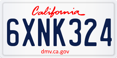 CA license plate 6XNK324