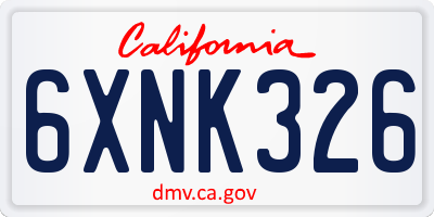 CA license plate 6XNK326