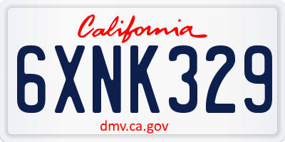 CA license plate 6XNK329