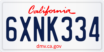 CA license plate 6XNK334