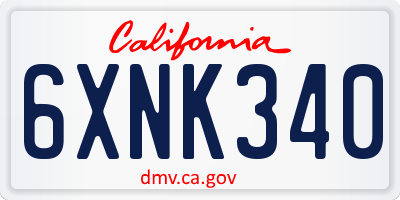 CA license plate 6XNK340