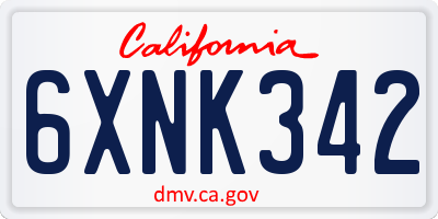 CA license plate 6XNK342