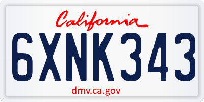 CA license plate 6XNK343