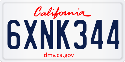 CA license plate 6XNK344