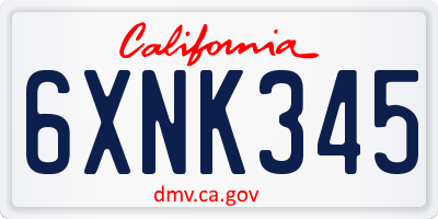 CA license plate 6XNK345