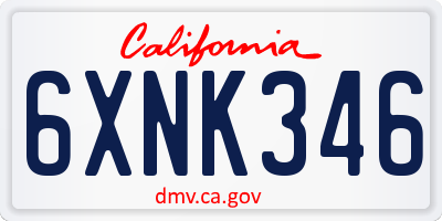 CA license plate 6XNK346