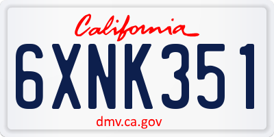 CA license plate 6XNK351