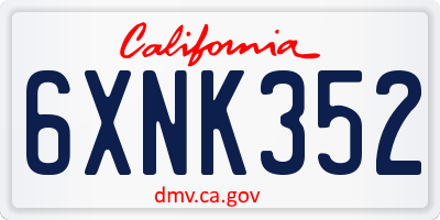 CA license plate 6XNK352