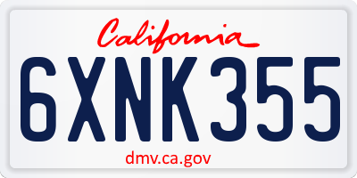 CA license plate 6XNK355