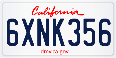 CA license plate 6XNK356