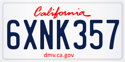 CA license plate 6XNK357