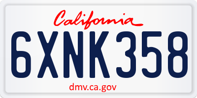CA license plate 6XNK358