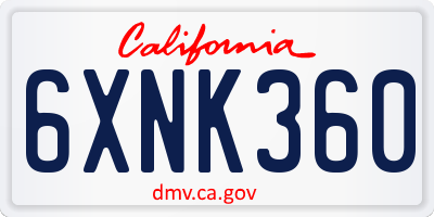 CA license plate 6XNK360