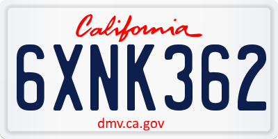 CA license plate 6XNK362