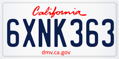 CA license plate 6XNK363