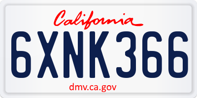 CA license plate 6XNK366