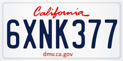 CA license plate 6XNK377