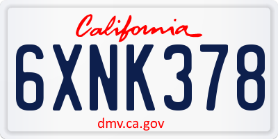 CA license plate 6XNK378
