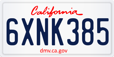 CA license plate 6XNK385