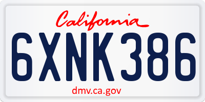 CA license plate 6XNK386