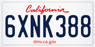 CA license plate 6XNK388