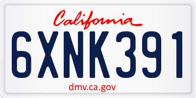 CA license plate 6XNK391