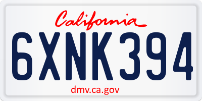 CA license plate 6XNK394