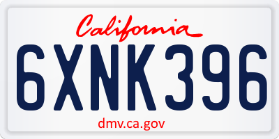 CA license plate 6XNK396