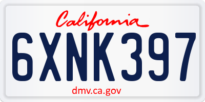 CA license plate 6XNK397