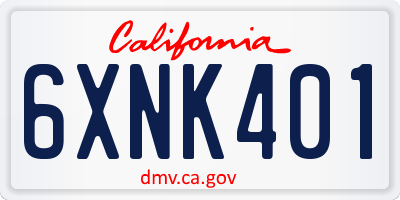 CA license plate 6XNK401