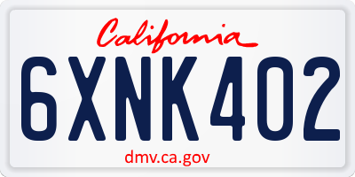 CA license plate 6XNK402