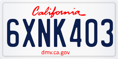 CA license plate 6XNK403