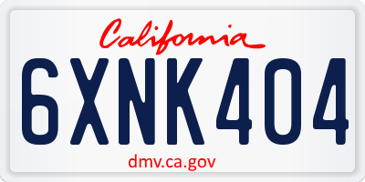 CA license plate 6XNK404