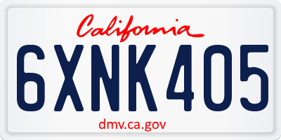 CA license plate 6XNK405