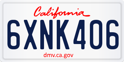 CA license plate 6XNK406