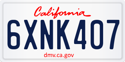 CA license plate 6XNK407