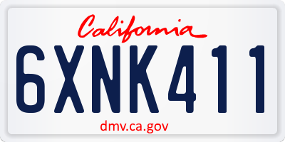 CA license plate 6XNK411