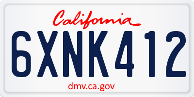 CA license plate 6XNK412