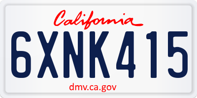 CA license plate 6XNK415