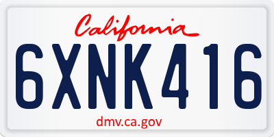 CA license plate 6XNK416