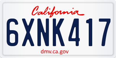CA license plate 6XNK417
