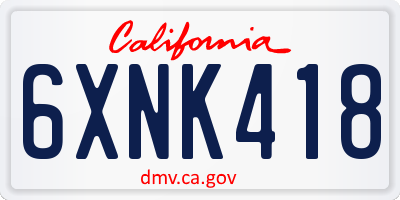 CA license plate 6XNK418