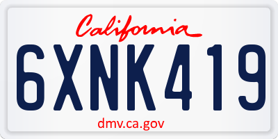 CA license plate 6XNK419