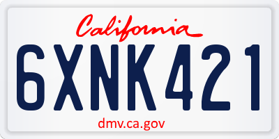 CA license plate 6XNK421